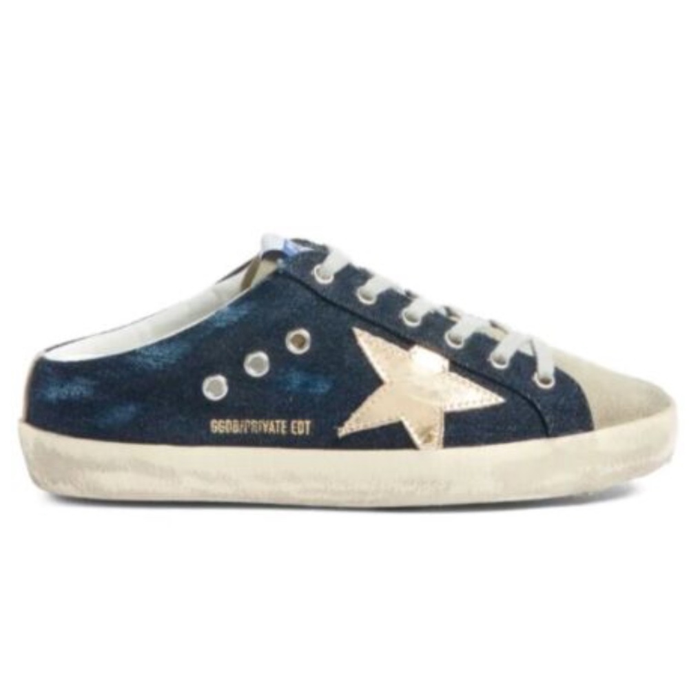 Golden Goose Super-Star Sabot Blue Denim/Ice/Gold 3518 - Retail $600
